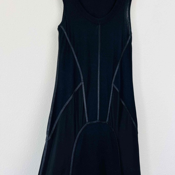 Max Mara Size Medium Maxi Dress Black Knit Sleeveless Scoop Neck Piping Detail - Picture 8 of 10